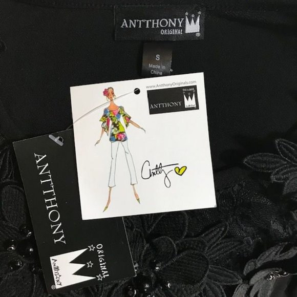 Antthony Original Noir 3D Jewel Beaded Floral Top - Picture 12 of 13